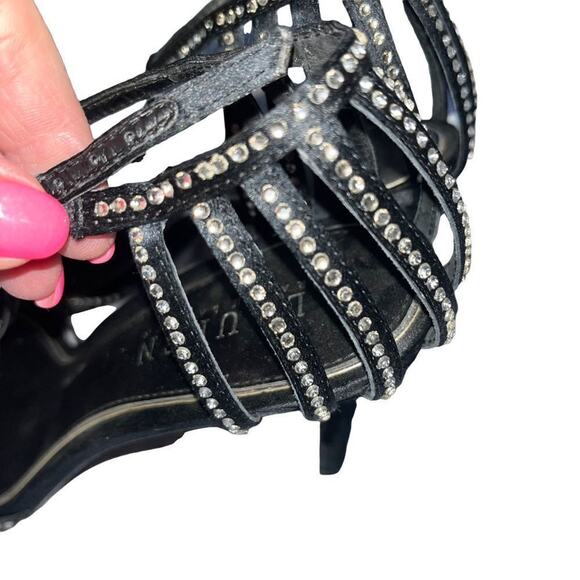 Lauren Ralph Lauren black strap heel sandals with rhinestones 8 - Picture 3 of 6